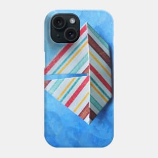 Striped origami sailboat Phone Case