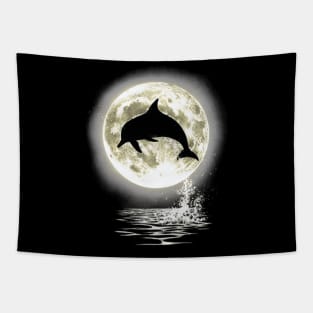 Dolphin Dancing in Moonlight Tapestry