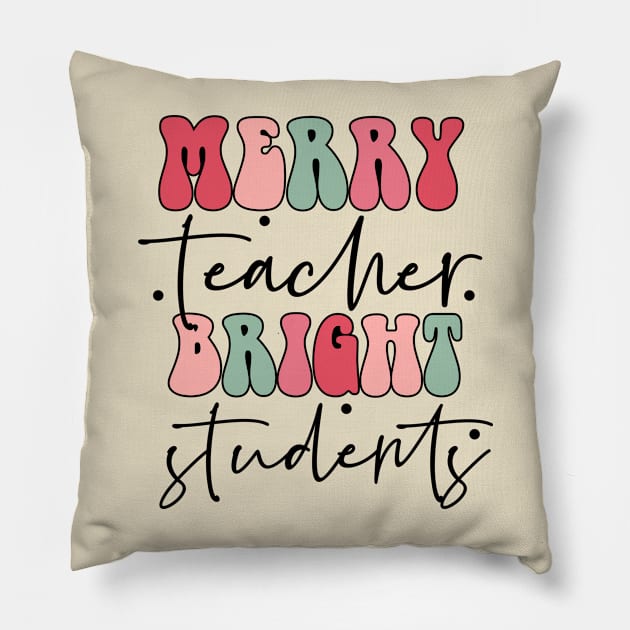 Merry Teacher Bright Student Christmas Pillow by JDVNart