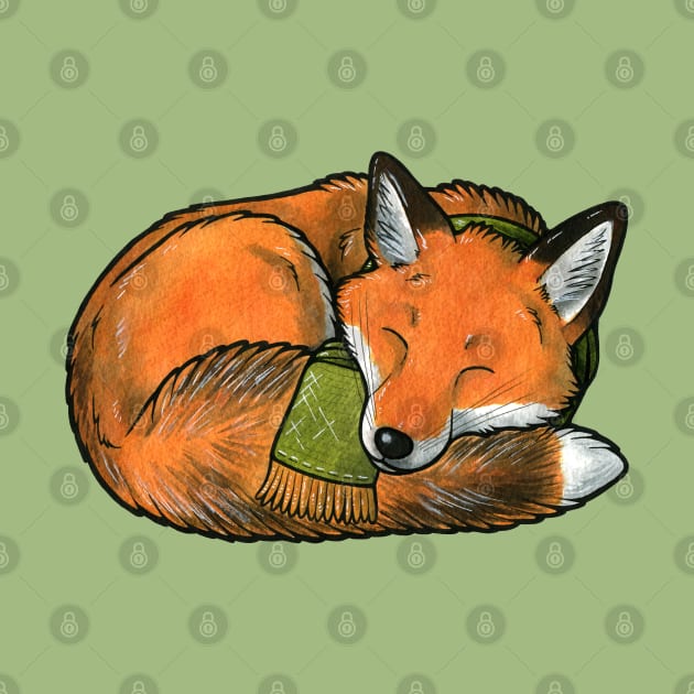 Sleeping red fox by animalartbyjess