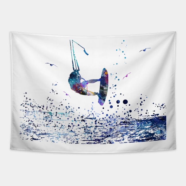 Kitesurfing Tapestry by RosaliArt