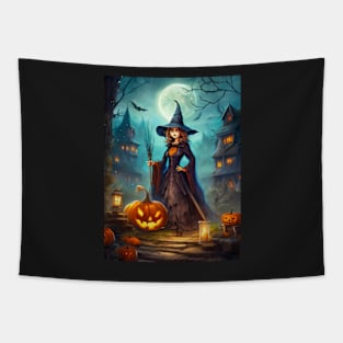 Halloween Scene - Witch Tapestry