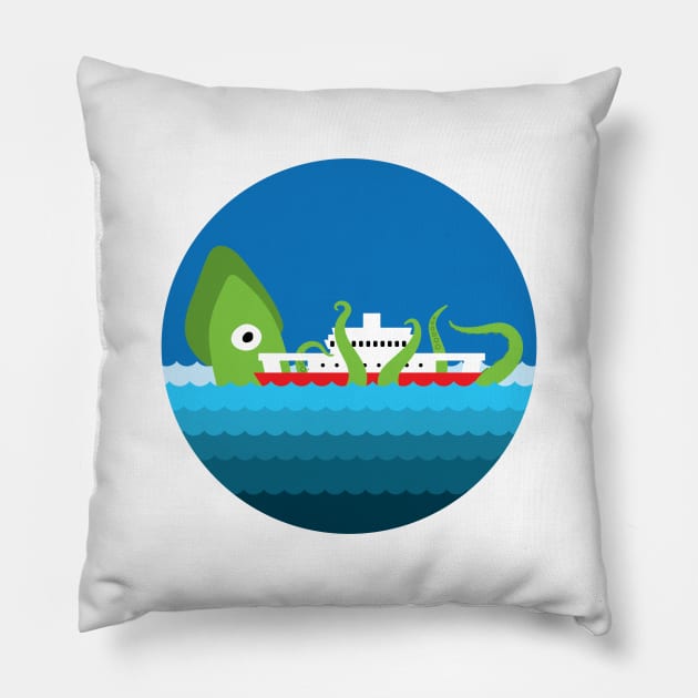 Ferry Kraken Pillow by tomsnow