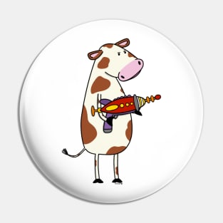 Cow with ray gun Pin