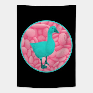 Mint green goose with rose blush pebbles Tapestry