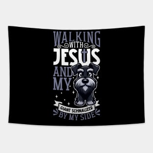Jesus and dog - Giant Schnauzer Tapestry