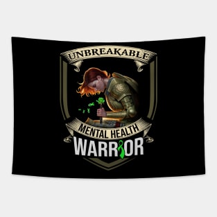 Unbreakable Mental Health Warrior Green Ribbon Tapestry