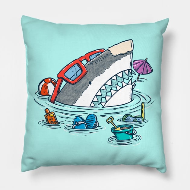 Beach Party Shark Pillow by nickv47