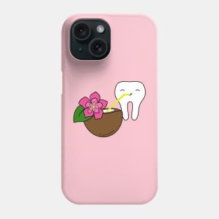 Cute Molar drinking coconut water illustration - for Dentists, Hygienists, Dental Assistants, Dental Students and anyone who loves teeth by Happimola Phone Case