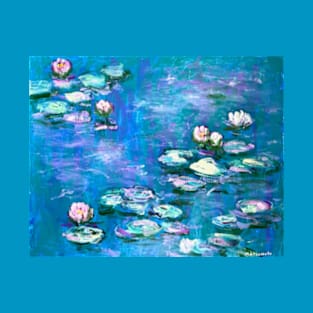 Water Lilies in Blue T-Shirt