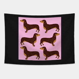 Sausage dogs (daschund) pink Tapestry