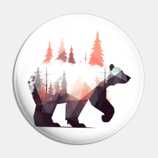 Bear double exposure forest Pin
