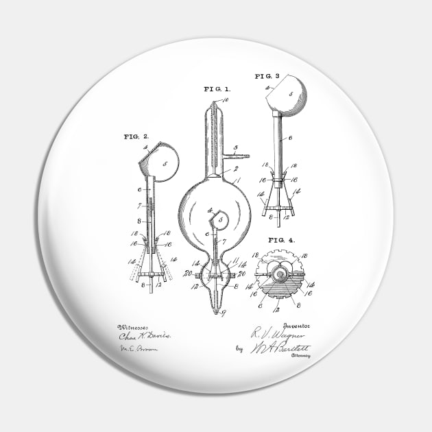 Vacuum Tube Vintage Patent Hand Drawing Pin by TheYoungDesigns