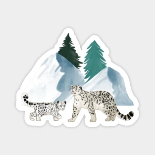 Snow Leopards on a Snowy Day Magnet