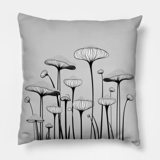 Nordic wild Mushrooms one line art Pillow