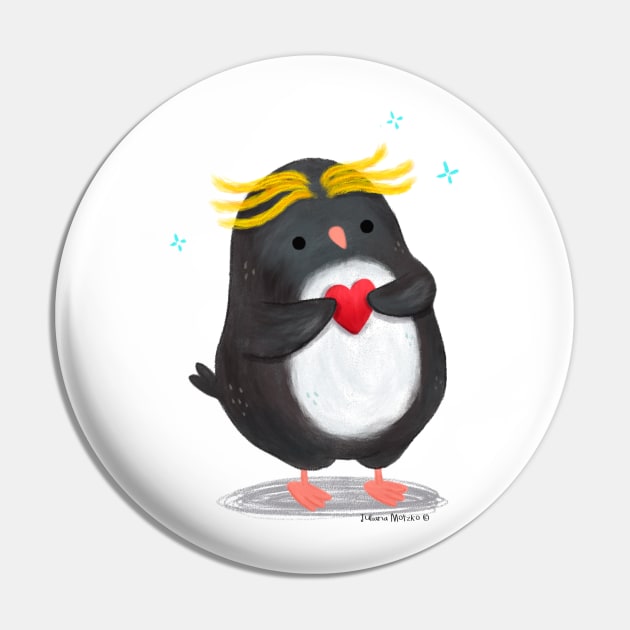 Macaroni Penguin with a heart Pin by julianamotzko