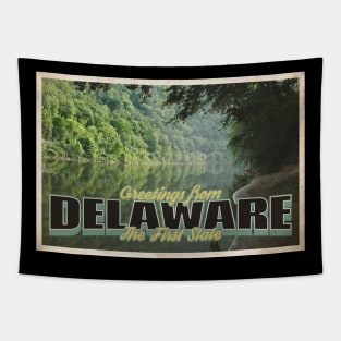 Greetings from Delaware - Vintage Travel Postcard Design Tapestry