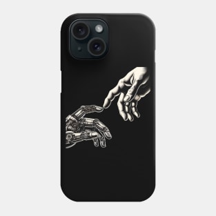 Evocative Human and Robot Hand Interaction Artwork Phone Case