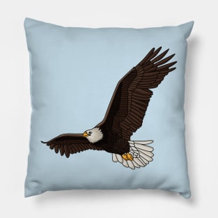 Happy flying bald eagle cartoon illustration Pillow
