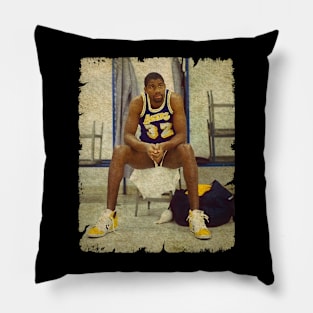 Magic Johnson in Locker Room Lakers Pillow