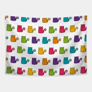 Cutie Rainbow Cats Repeating Pattern Tapestry