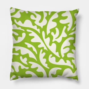 Tropical Leaves on Vibrant Green / Modern Plants Pillow