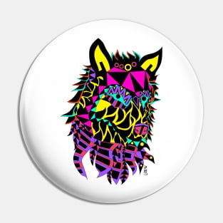biker wolf ecopop with totonac mandala pattern art Pin