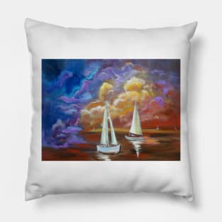 Boat Sunset Pillow