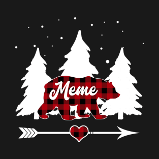 Meme Bear Buffalo Plaid Christmas Matching Family Pajama T-Shirt