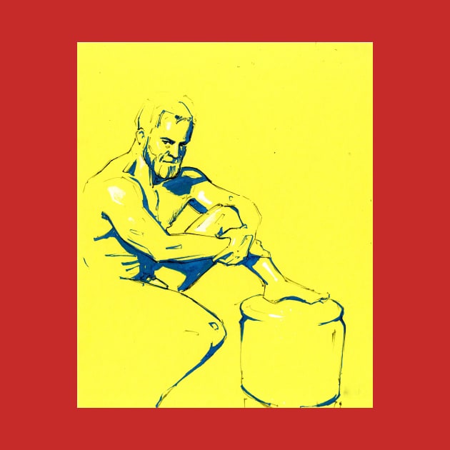 Beefcake on Yellow by A.E. Kieren Illustration