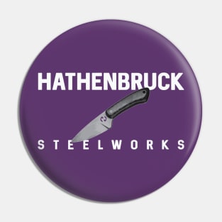 Hathenbruck Steelworks Lil' Feller Knife in White Text Pin