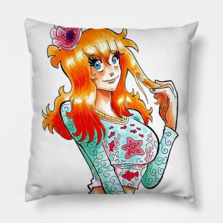 Sandy with Long Wavy Hair Pillow