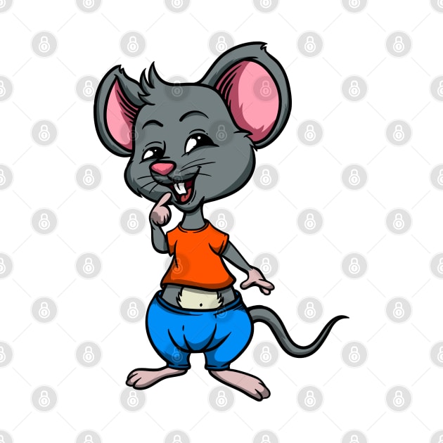 Cute Anthropomorphic Human-like Cartoon Character Mouse in Clothes by Sticker Steve