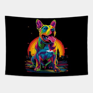 Bull Terrier Dog Sunset Pop Art Tapestry