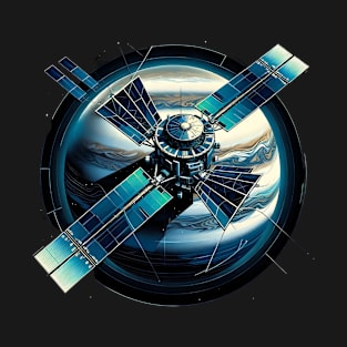 Orbital Vanguard | Geometric Satellite Design Tee | Cosmic Explorer T-Shirt