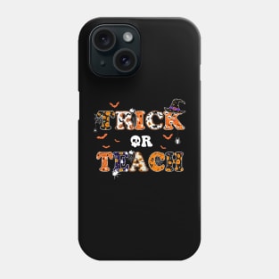 Retro Vintage Groovy Trick Or Teach Funny Halloween Costume T-Shirt Phone Case