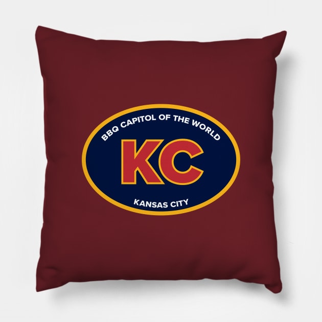 Kansas City Missouri KC BBQ Capital Blue Oval Pillow by TGKelly