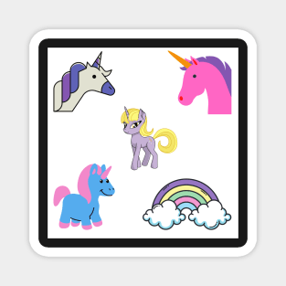 Unicorn  and Rainbow 5 pk Stickers Collection Magnet