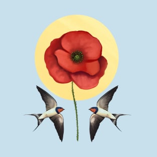 Swallows & poppy T-Shirt