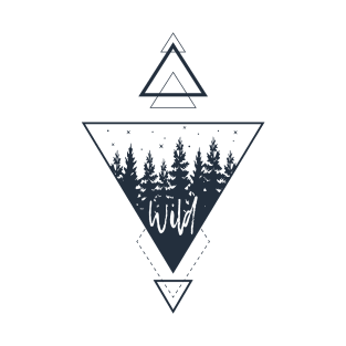 Nature. Wild Forest. Double Exposure. Geometric Style T-Shirt