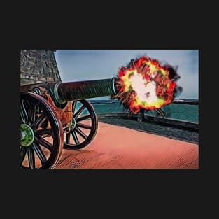Cannon and explosion - comic book effect T-Shirt