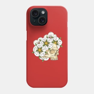 Voodoo Skull in White Flower Wreath Phone Case