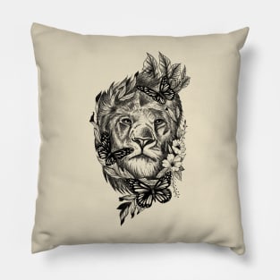 Lion Butterfly Design Pillow