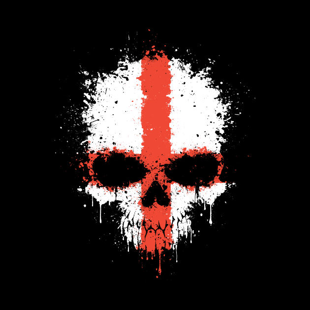 Chaotic English Flag Splatter Skull by jeffbartels