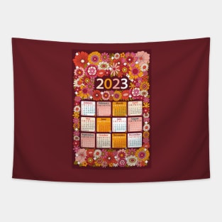 Floral 2023 Calendar Wall Hanging Tapestry