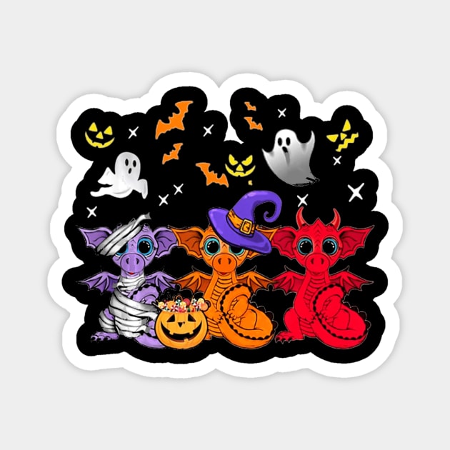 Cute mummy witch demon satan dragons funny Halloween Magnet by Antoniusvermeu