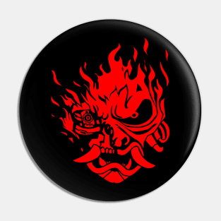 Red Fire Samurai Skull Pin