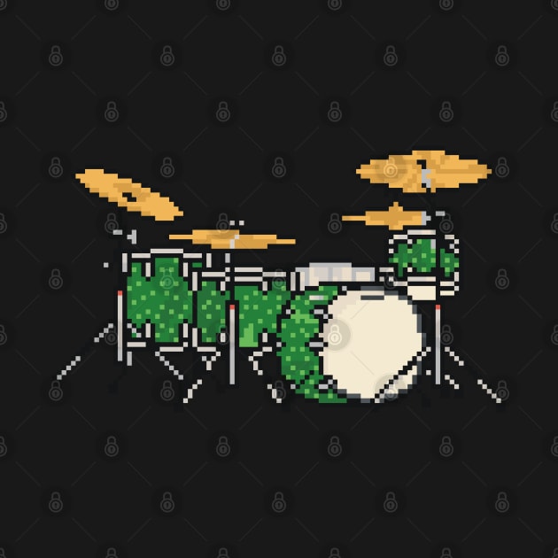 Pixel Green Sparkle Drums by gkillerb