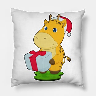 Giraffe Christmas Package Pillow