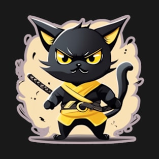 Ninja Cat Black and Yellow T-Shirt